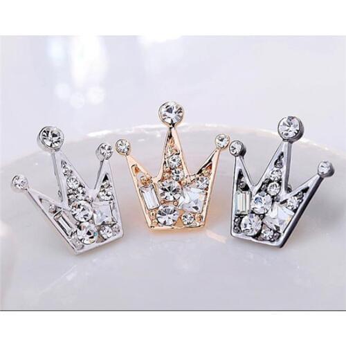 SHUANGR Trendy jewelry Black Color glaze crown shape unisexs pin brooch for Women Men gift Crystal Brooches Jewelry
