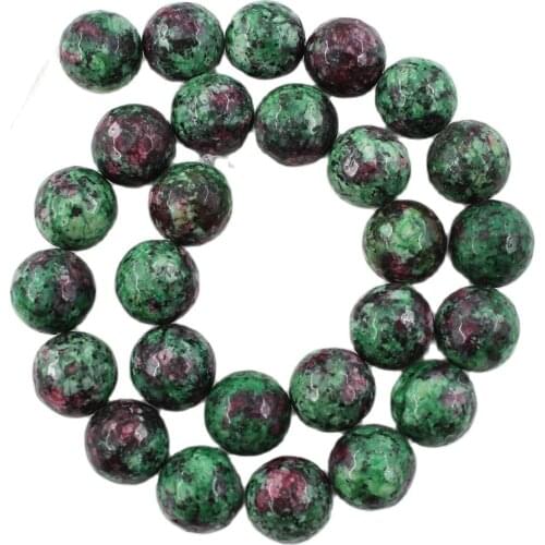 APDGG Natural 14mm Ruby Zoisite Faceted Round Gemstone Beads 15" Strand Jewelry Making DIY
