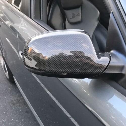 2Pcs Carbon fiber style Rearview Mirror Shells Cover Protection Cap Car Styling Shell Side Mirror Shell Covers For A3 A4 A5 B8.5