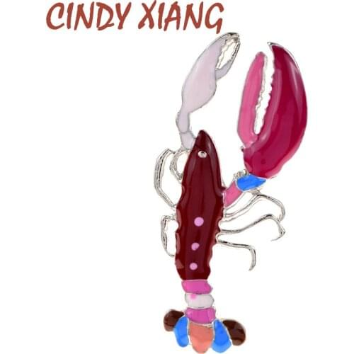 CINDY XIANG New Multicolor Enamel Lobster Brooches for Men And Women Vintage Vivid Animal Pins Brooch Accessories High Quality