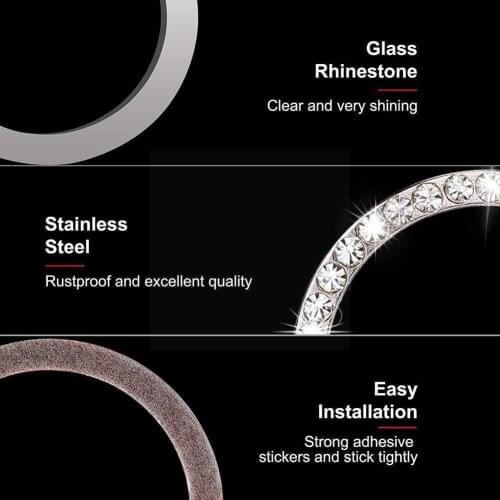 Decorative Ring Car Start Switch Diamond-encrusted Autocar Start Decorative Bling Button Circle Switch Accessories Ring Set Y1E8