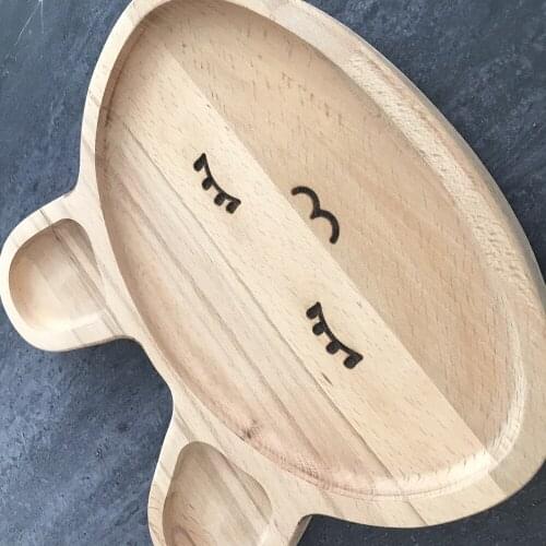 Wooden Snack Tray Dishes Serving Plate Carton Animal Design Panda Cat Rabbit Owl Cake Sushi Dessert Eco-friendly New House Gift