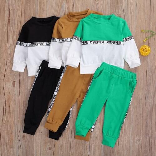 2020 Autumn Spring Baby Boys Tracksuit Kids Long Sleeve Sweatshirts Top Long Pants 2pcs Children Clothing Infant Set Sport Suits