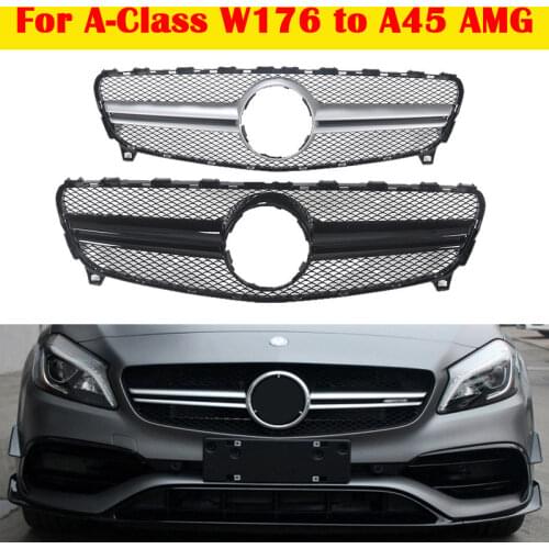 For Mercedes-Benz A-Class W176 Car Styling Middle Grille Center Grill Refit to A45 AMG Style A180 A200 A260 2013-2018