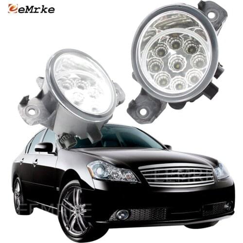 EEMRKE for Infiniti M35 M35x M45 Q70 2006 2007 2008 for Nissan Fuga 9-Pieces Led Fog Lights H11 12V Front Bumper Lights 2 Pcs