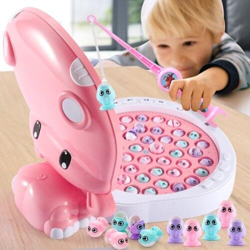 Hippo Fishing Toys Music Lighting Maglev Track Fishing Toy Suit Parent-child Interactive Education Study Toy Children Game Gifts