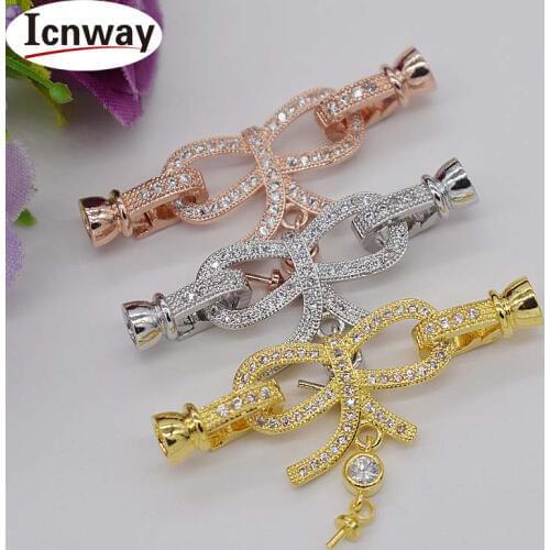 Rhinestone inlay Gold&silver Plated Clasps 4cm For DIY bracelet necklace Free shipping wholesale