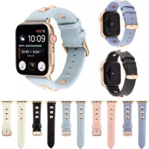 Leather Band for Apple Watch 38mm 40mm 42mm 44mm Rivet Leather Replacement Strap Bands for iWatch Series 6/5/4/3/2/1 iWatch SE