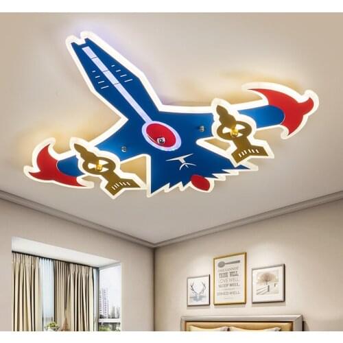 Creative cartoon childrens room lamp boy bedroom blue fighter ceiling lamp creative aircraft eye protection ceiling lamp