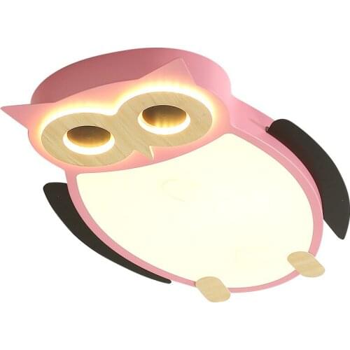 Nordic Creative Childrens Room Led Ceiling Lamp Bedroom Living Room Boy Girl Owl Pink Blue White Body Macaron Led Ceiling Light