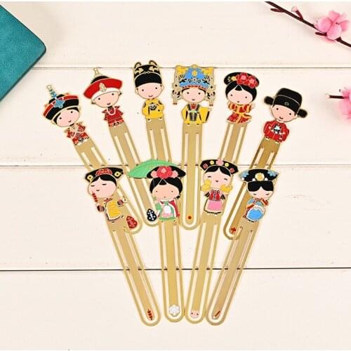 Chinese style Metal Bookmark Cartoon Character Bookmarks DIY Openwork brass Book Clips stationery Office folder School Supplies