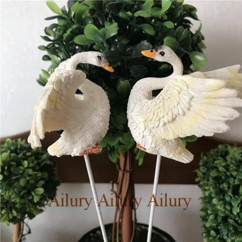 European white mini wings swan plug-in,lively and vivid flower pots, gardening groceries,bonsai accessories,garden supplies
