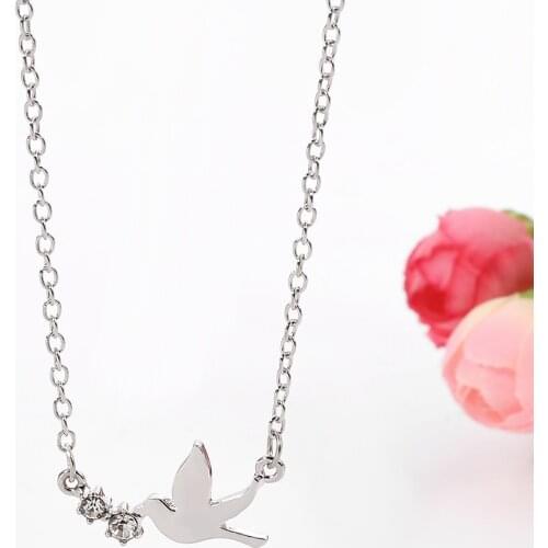 Minimalist Swallow Necklaces For Women Silver Color Zircon bird choker Pendant collares Wedding Girls Statement Jewelry female