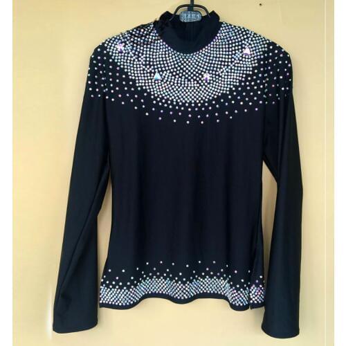 2018 Men/Boy Latin Dance Tops 4Colors Male Rhinestone Collar Stage Performance Plus Size Shirt Latin Salsa Dance Top