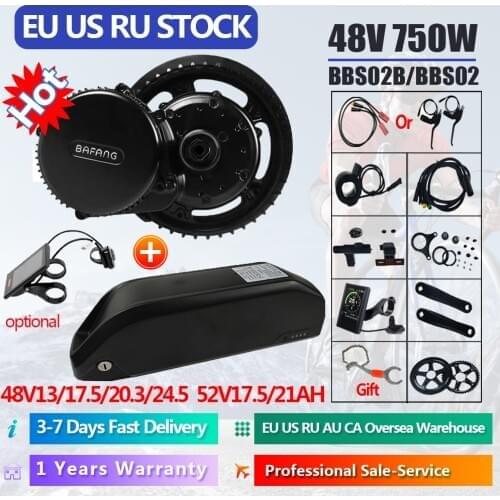 Bafang BBS02B 48V 750W Brushless Motor Mid Drive Kit Battery 48V 17.5AH Electric Bike Bicycle Ebike Conversion Kit BBS02 Engine