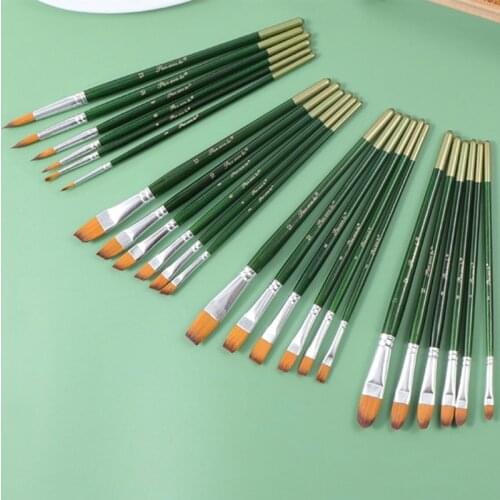 6 Artist Watercolor Painting Brushes Brush Oil Acrylic Flat&Tip Paint Kit Acrylic Gouache painting brush pen art supplies draw