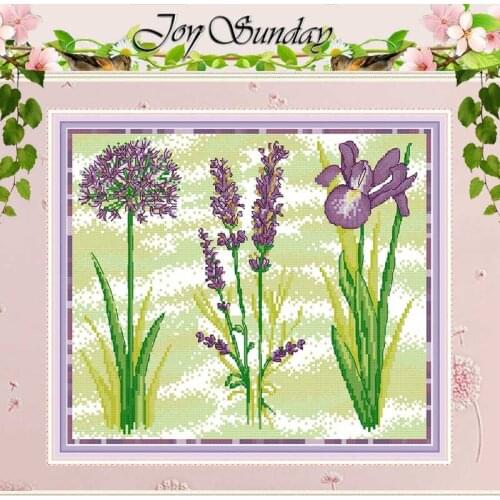 Three Purple Flowers Patterns Counted 11CT 14CT Cross Stitch Sets DIY Chinese Cross-stitch Kits Embroidery Needlework home decor