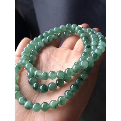 MyanmarEmerald Jade Necklace Beads Certified Natural A Grade Burmese Jadeite 7mm Ice Green High Quality Family Friends Gifts