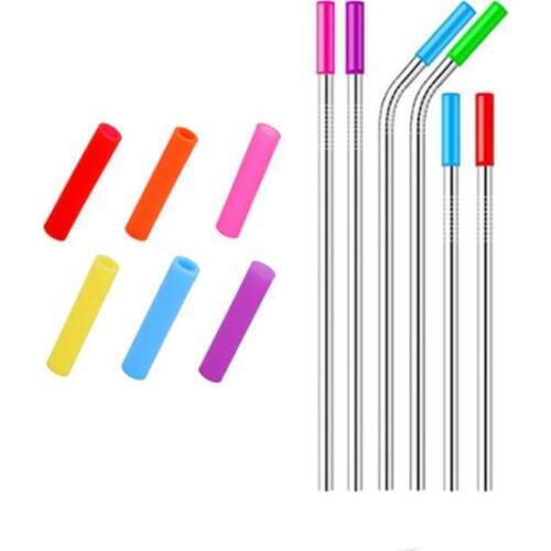 Stainless Steel Drinking Straw Silicone Straws Tips Cover Fit For 6mm Wide Straws Silicone Tubes Straw Cover LX8128