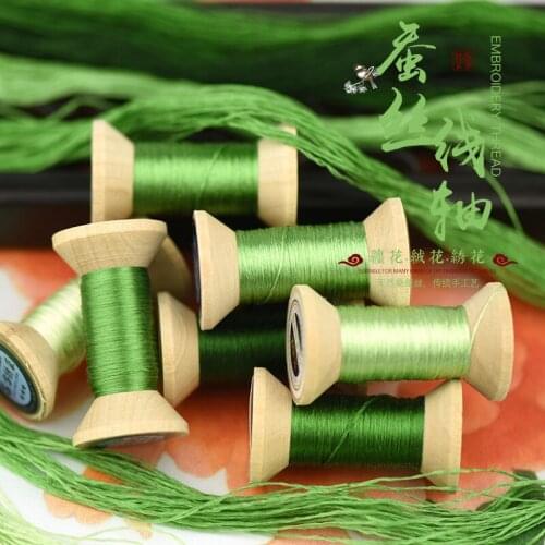 New Item Chinese 100% Silk Embroidery Thread Yarn embroidery floss for Sewing Article Wooden packing Licorice green