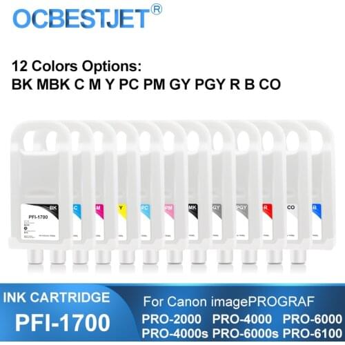PFI-1700 PFI1700 Refillable Ink Cartridge With Permanent Chip For Canon PRO-2000 PRO-2100 PRO-4000 PRO-4000S PRO-6000 PRO-6100
