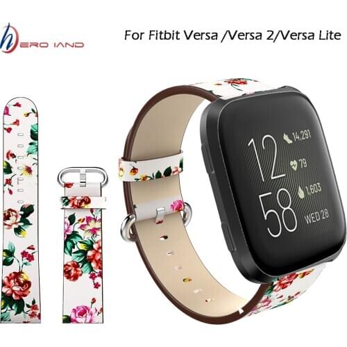 Flower Strap Watch Band Leather Peony Print bracelet for Fitbit Versa/ Versa 2 /Lite Replacement Watch Accessories Wristbands