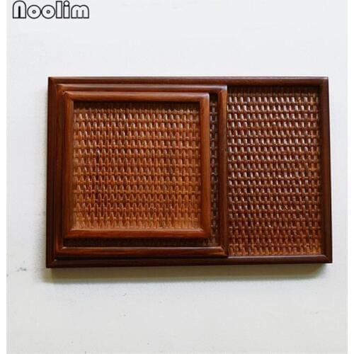 Rattan Weaving And Wood Tea Tray Creative Restaurant Tabletop Serving Tray Practical Handmade Teahouse Table Utensils