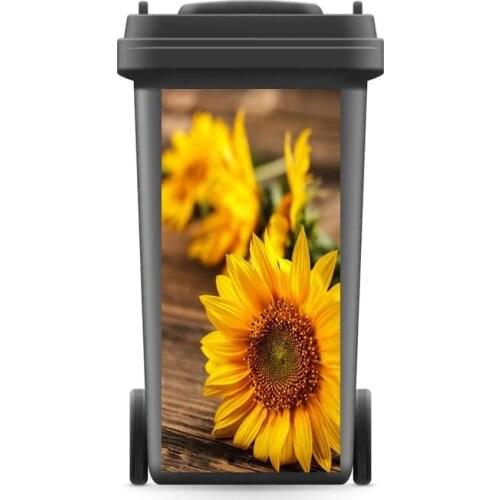 DIY Creative Golden Sunflowers Rubbish Bin Sticker Wallpaper mural Wall Print Decal Removable Photo self adhesive Gift