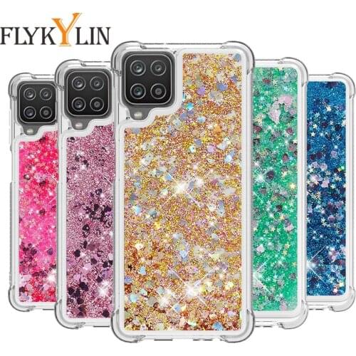 For Samsung A12 Cases Soft Silicone Phone Cover On For Samsung Galaxy A12 SM-A125F A 12 Glitter Liquid Quicksand Shockproof Capa