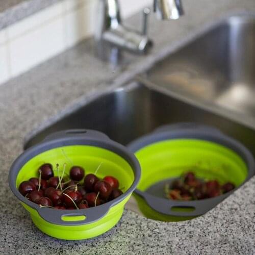 Kitchen Collapsible Drain Basket Silicone Filter Basket Fruit Vegetable Filter Basket Plastic Vegetable Washing Multi-funtion