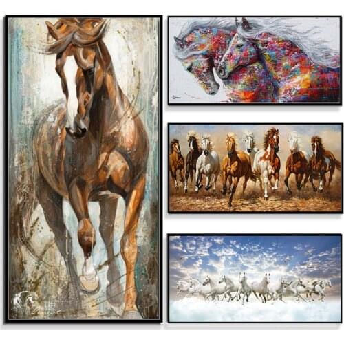 Modern Galloping Horses Landscape Canvas Painting Posters and Prints Wall Art Picture for Living Office Room Bedroom Home Decor