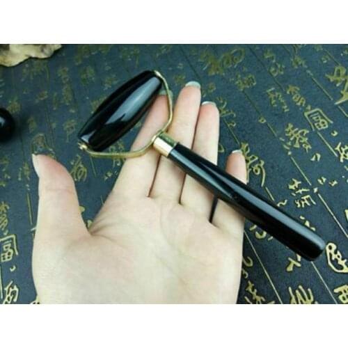 Spa Natural Black Bian Stone needle Massage Face Roller Chalcedony Salon