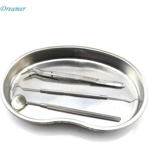 Dental Medical Instrument Stainless Steel Pick Inspection Mirror Explorer Tweezer Tray Dentist