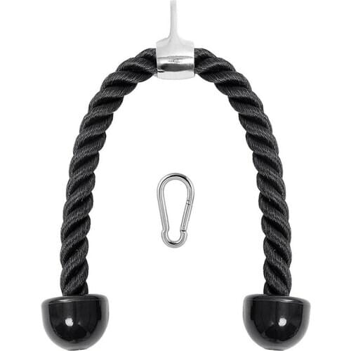 Heavy Duty Tricep Rope 27in Pull Down Fitness Cable Attachment Machine Coated Nylon Rope with Snap Hook