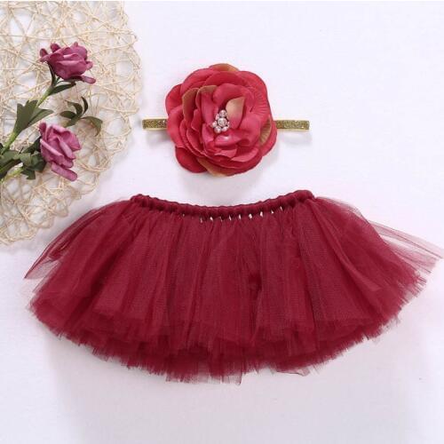 Newborn Tutu Skirt Toddler Baby Headdress Flower Girls Photography Prop Outfits P31B