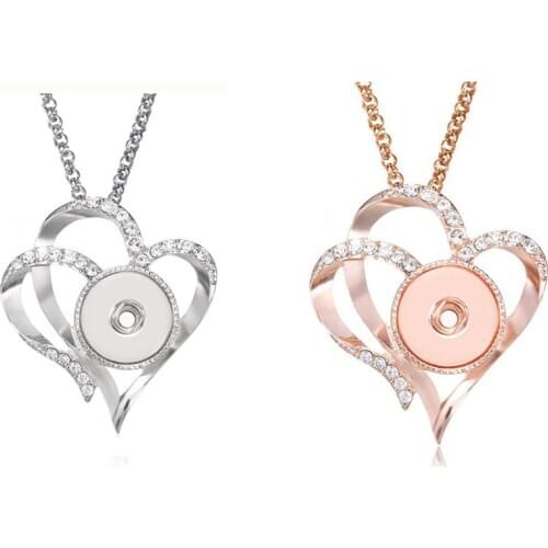 Newest Colorful Snap Jewelry Necklaces Metal Heart Flower 18mm Snap Button Necklace for Women Snap Pendant Necklace Love Gift