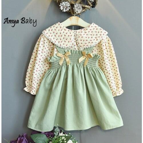 Girls Boutique Outfits Floral Long Sleeve Blouse + Dress 2Pcs Christmas Clothes Spring Autumn Fashion Toddler Sets