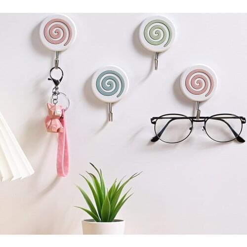 2pcs/set Cartoon Animasl Plastic Towel Hook Door Self Adhesive Wall Key Holder Kitchen Bathroom Storage Clothes Coat Hat Hangers