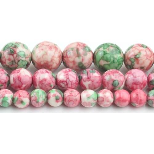 4/6/8/10/12mm Natural Pink Rainbow Jaspers Stones Round Loose Beads Fit Accessories Jewelry Making Diy Necklace 15