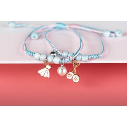 Badminton Sports Cartoon Cute Alloy Pendant Ceramic Bracelet Jewelry For Women Wholesale #82607