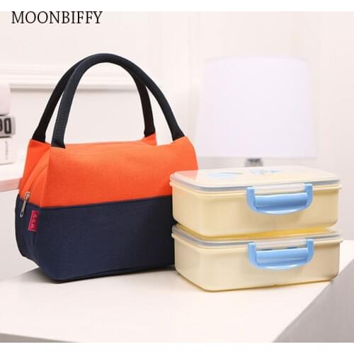 Brand Canvas Lunch Bags for Women Fashion Portable Thermal Insulated Lunch Box Bag Tote Bolsa Comida Lunch Bag for Kids School