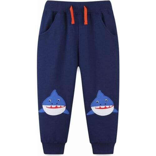 27kids Cartoon Boys Pants Spring Autumn Cute Shark Pattern Trousers Casual Outwear Boys Trousers Children Clothing