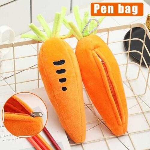 Carrot Pencil Case High-Capacity Pencil Case for Middle School Students Cute Plush Pencil Case NK-Shopping