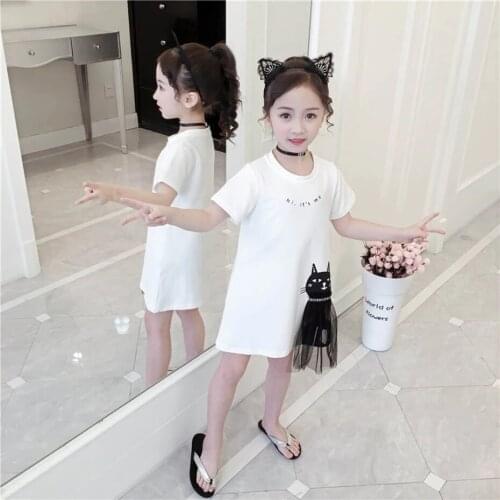 Kids Dresses For Girls Cartoon Cat Dress For Girls Party Dress Girl Summer Costumes Cute Girls Clothes 4 5 6 7 8 9 10 11 12 Year