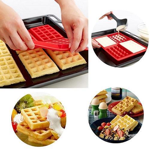 DIY Eco-Friendly 4-Cavity Waffles Cake Chocolate Silicone Mold Baking Mould Cake Bakeware Tools