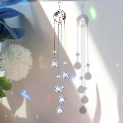 Tree of Life Crystal Hanging Lighting Accessories Prism Chandelier for Curtain Home Garden Car Pendant