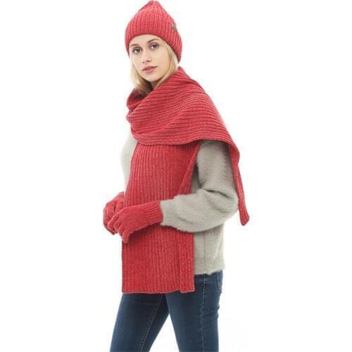 IANLAN Unisex Winter Solid Sets Hats + Scarves + Touch Screen Gloves for Men Women Knit Beanies Muffler Mitten Sets IL00198