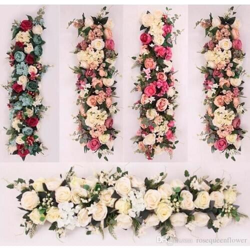 100X25cm Long Artificial arch flower row table Flower Silk Flower with Foam frame runner centerpiece Wedding decorative backdrop