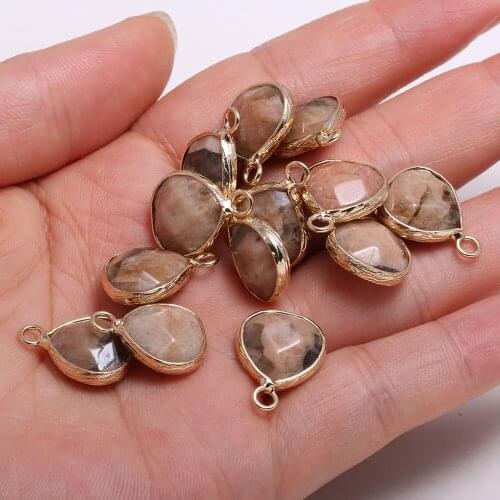 Natural Stone Faceted Pendants Water drop shape Exquisite Charms for Jewelry Making Diy earring necklace accessories 13x18mm