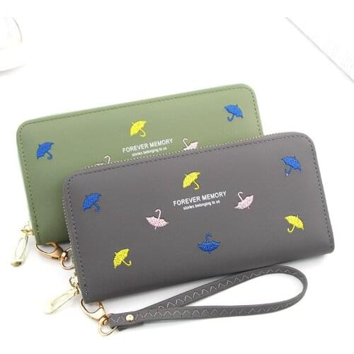 MONNET CAUTHY New Long Wallets Cute Preppy Style Zipper Large Capacity Multi-card Slot Purse Color Grey Green Blue Pink Wallet